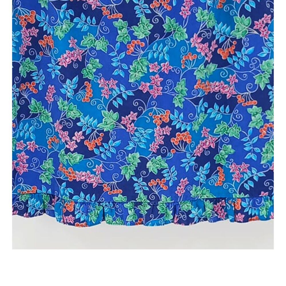 Vintage Handmade Blue & Purple Floral Print Tropical Hawaiian Vibes Skirt Small - Picture 4 of 7